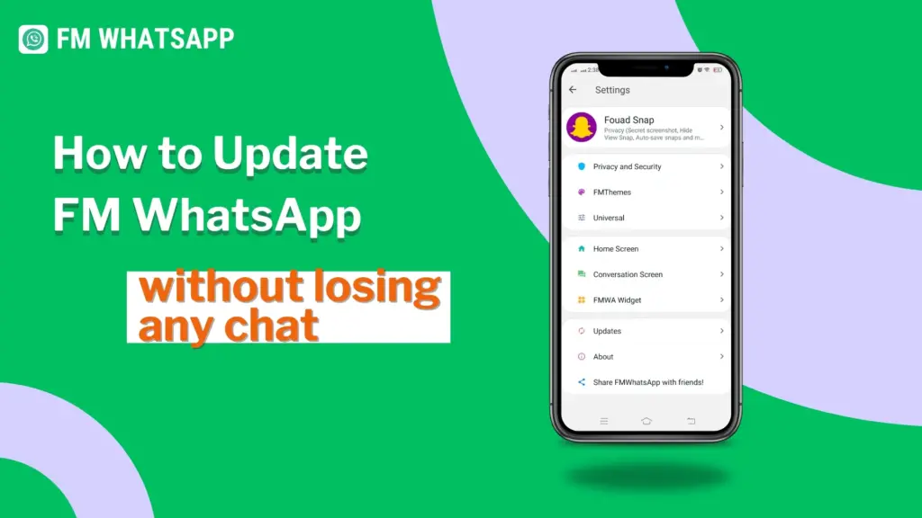 an image of how to update fm whatsapp without losing any chat