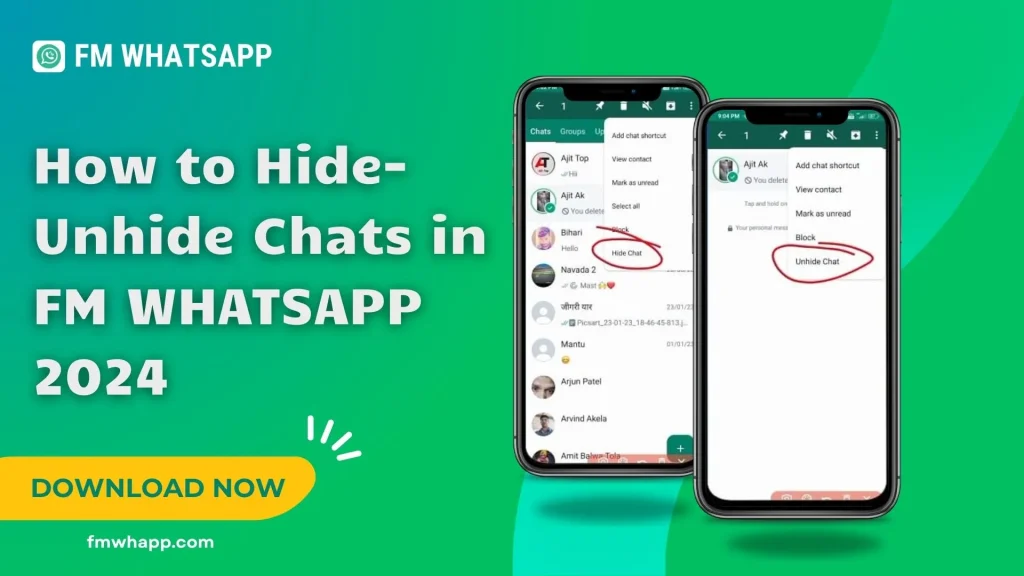 How to Hide Unhide Chats in FM WHATSAPP 2024 1